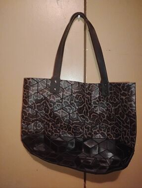 Emilio Pepe Geometric Leopard Print Handbag